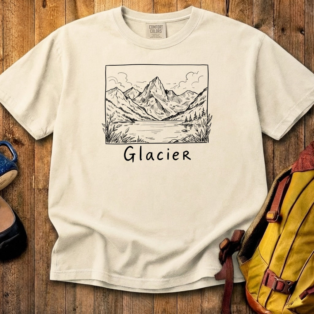 Glacier Line Drawing Cotton T-Shirt