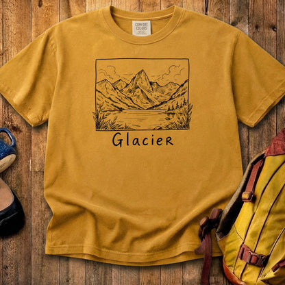 Glacier Line Drawing Cotton T-Shirt