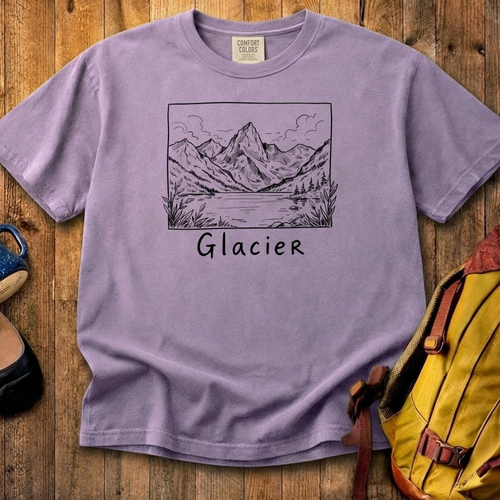 Glacier Line Drawing Cotton T-Shirt