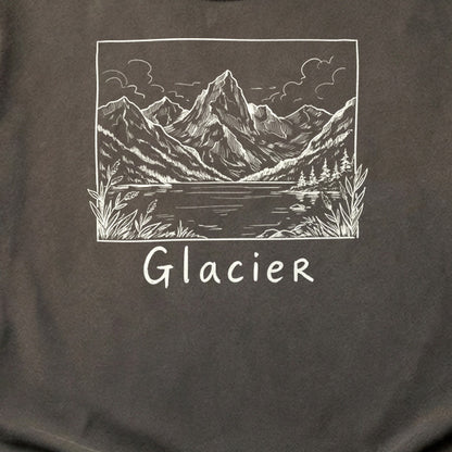 Glacier Line Drawing Cotton T-Shirt