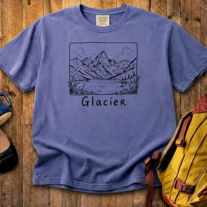 Glacier Line Drawing Cotton T-Shirt