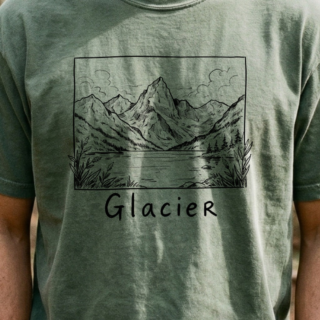 Glacier Line Drawing Cotton T-Shirt