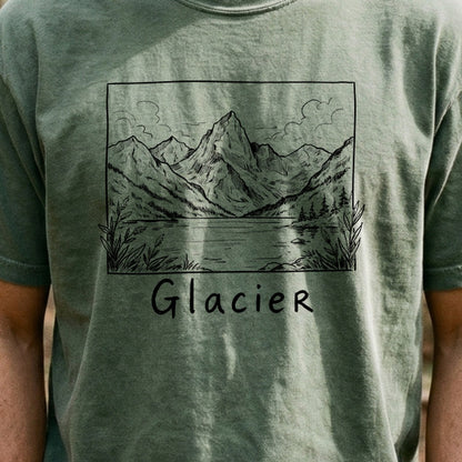 Glacier Line Drawing Cotton T-Shirt