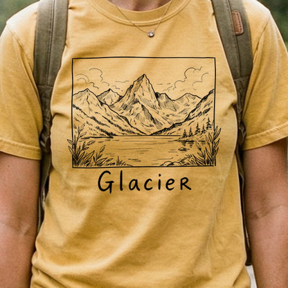 Glacier Line Drawing Cotton T-Shirt