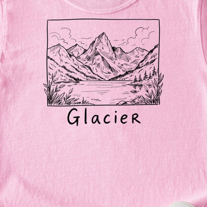 Glacier Line Drawing Kids Cotton T-Shirt