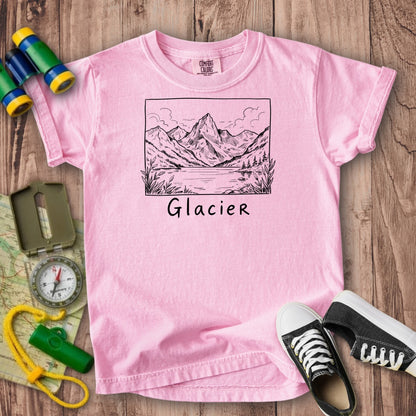 Glacier Line Drawing Kids Cotton T-Shirt