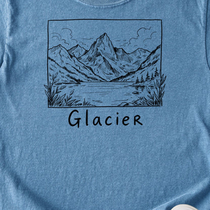 Glacier Line Drawing Kids Cotton T-Shirt