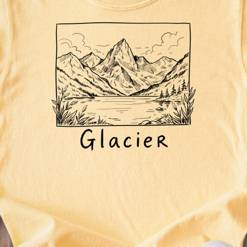 Glacier Line Drawing Kids Cotton T-Shirt