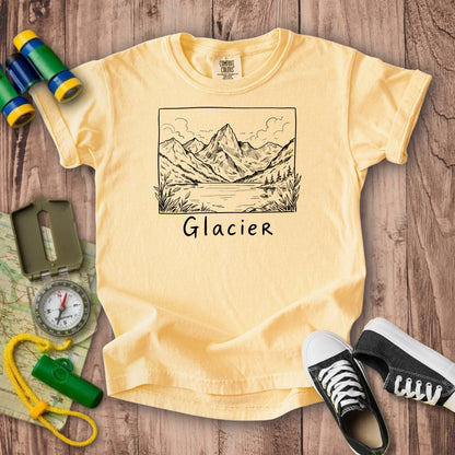 Glacier Line Drawing Kids Cotton T-Shirt
