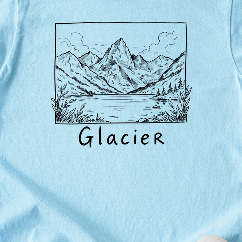 Glacier Line Drawing Kids Cotton T-Shirt