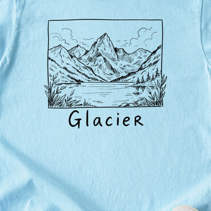 Glacier Line Drawing Kids Cotton T-Shirt