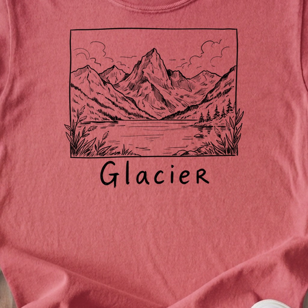 Glacier Line Drawing Kids Cotton T-Shirt