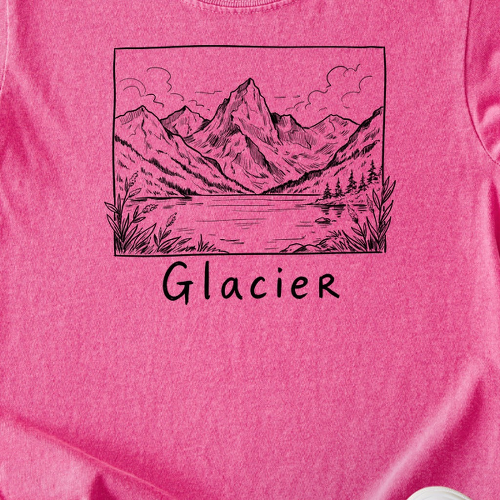 Glacier Line Drawing Kids Cotton T-Shirt