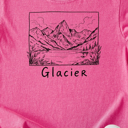 Glacier Line Drawing Kids Cotton T-Shirt
