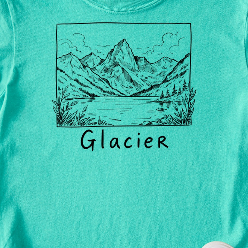 Glacier Line Drawing Kids Cotton T-Shirt