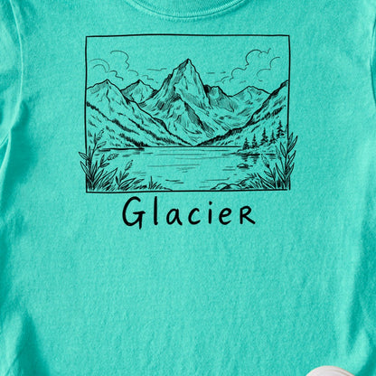 Glacier Line Drawing Kids Cotton T-Shirt