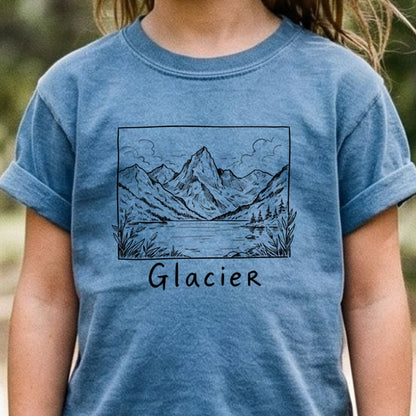Glacier Line Drawing Kids Cotton T-Shirt