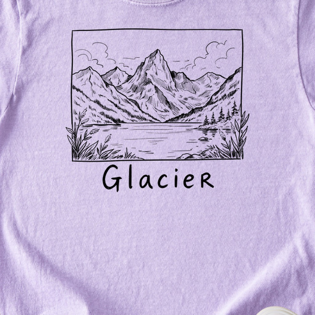 Glacier Line Drawing Kids Cotton T-Shirt