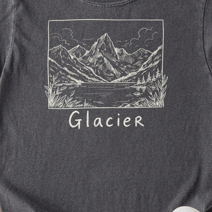 Glacier Line Drawing Kids Cotton T-Shirt
