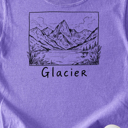 Glacier Line Drawing Kids Cotton T-Shirt