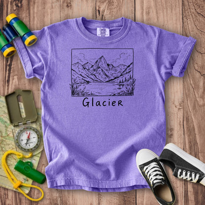 Glacier Line Drawing Kids Cotton T-Shirt