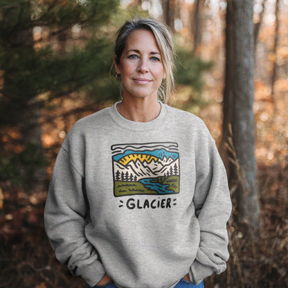 Glacier National Park Crewneck Sweatshirt Adventure and Outdoors Themed Sweatshirt
