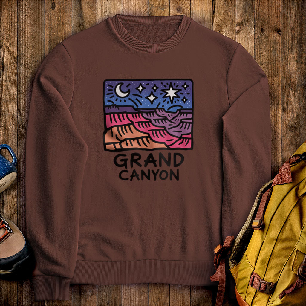 Grand Canyon at Night Crewneck Sweatshirt Cocoa Adventure and Outdoors Themed Sweatshirt