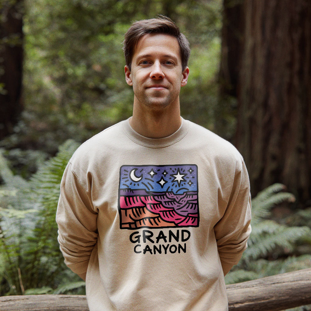 Grand Canyon at Night Crewneck Sweatshirt Adventure and Outdoors Themed Sweatshirt