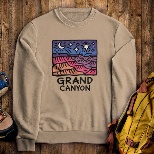 Grand Canyon at Night Crewneck Sweatshirt Sand Adventure and Outdoors Themed Sweatshirt