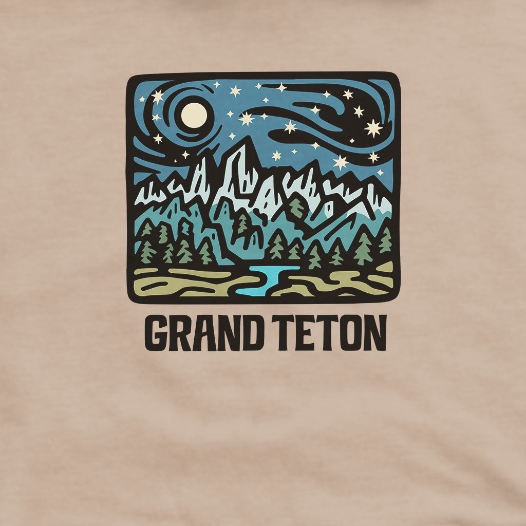 Grand Teton at Night Hoodie Adventure and Outdoors Themed Hoodie