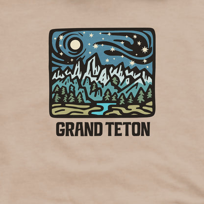 Grand Teton at Night Hoodie Adventure and Outdoors Themed Hoodie
