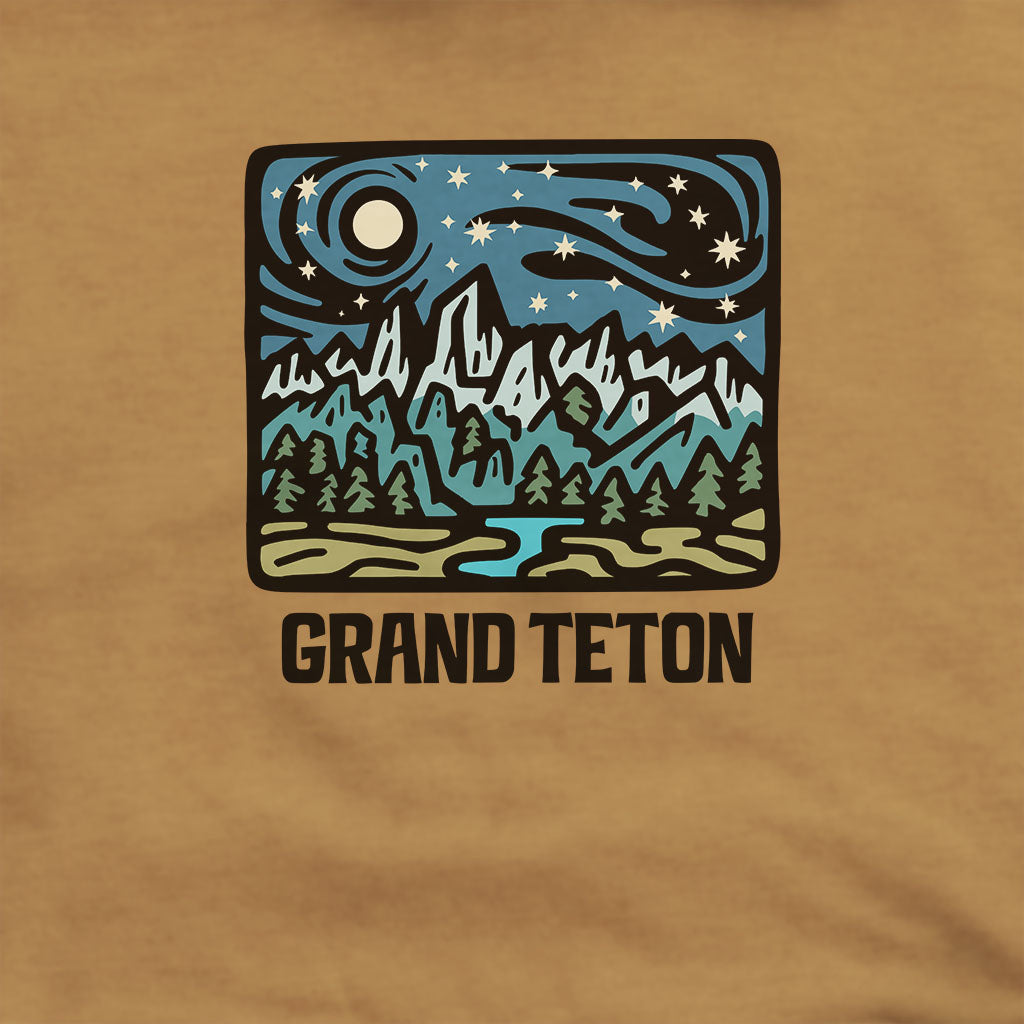 Grand Teton at Night Hoodie Adventure and Outdoors Themed Hoodie