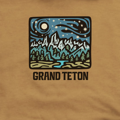 Grand Teton at Night Hoodie Adventure and Outdoors Themed Hoodie
