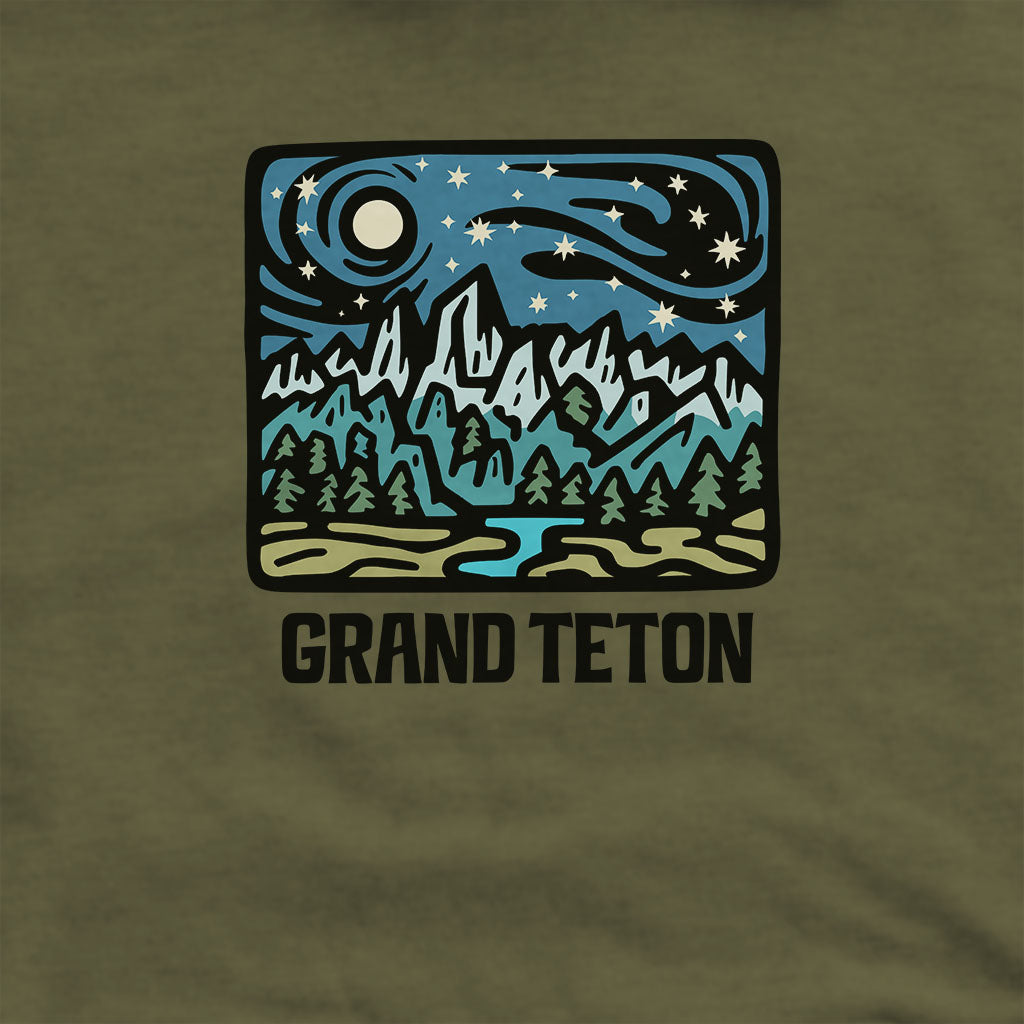 Grand Teton at Night Hoodie Adventure and Outdoors Themed Hoodie