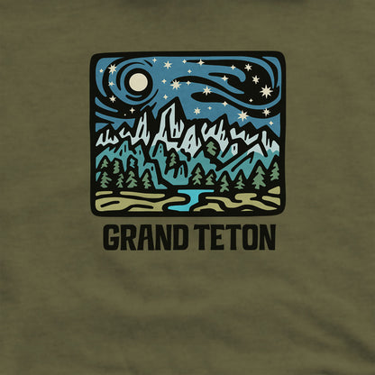 Grand Teton at Night Hoodie Adventure and Outdoors Themed Hoodie