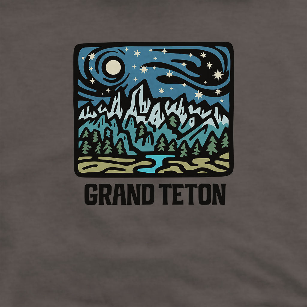 Grand Teton at Night Hoodie Adventure and Outdoors Themed Hoodie