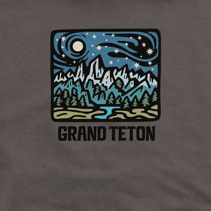 Grand Teton at Night Hoodie Adventure and Outdoors Themed Hoodie