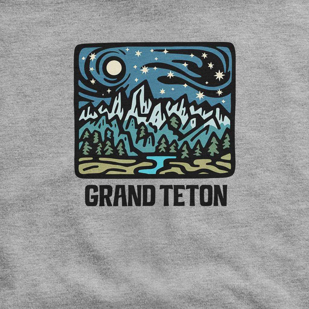 Grand Teton at Night Hoodie Adventure and Outdoors Themed Hoodie
