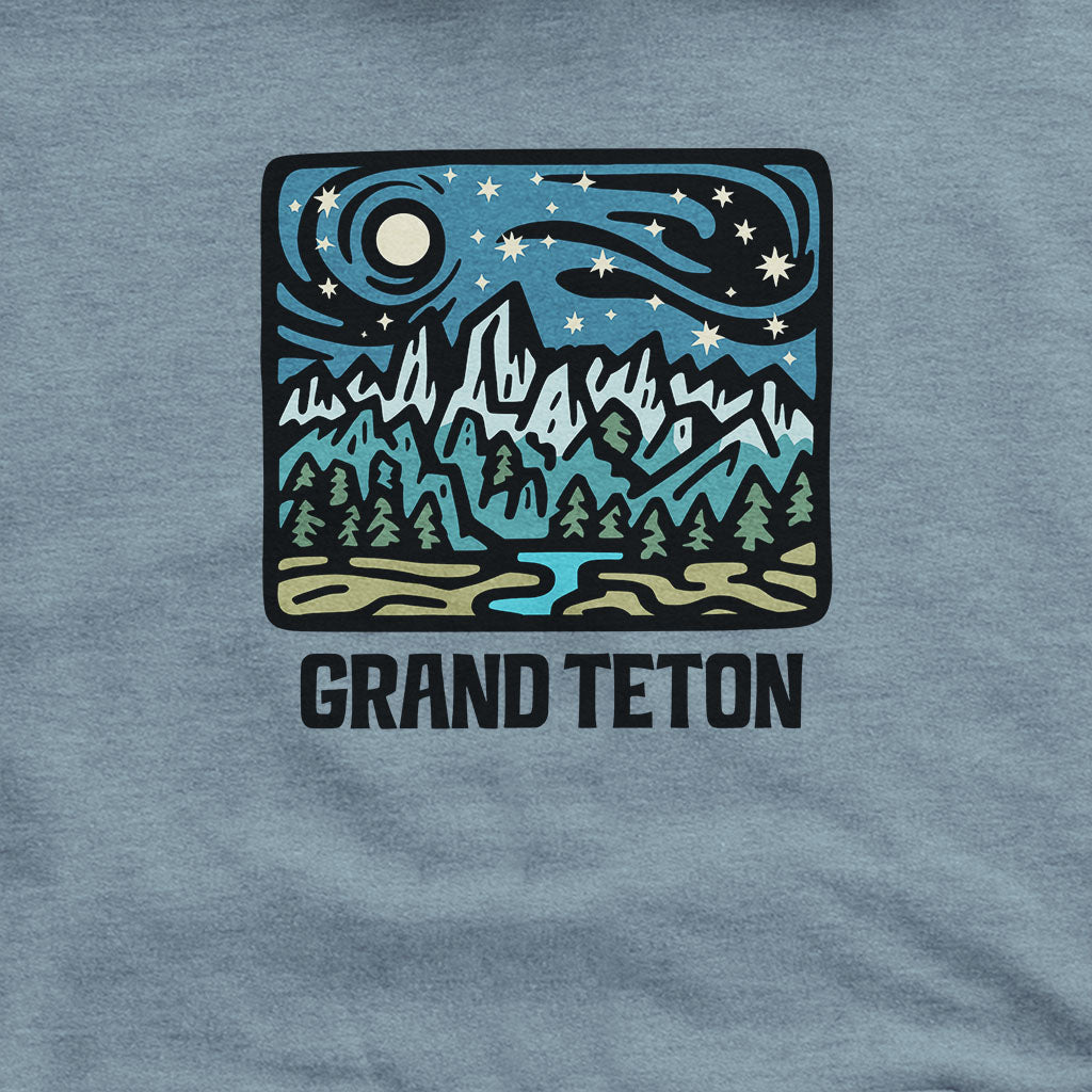 Grand Teton at Night Hoodie Adventure and Outdoors Themed Hoodie