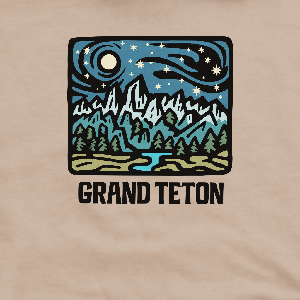 Grand Teton at Night Crewneck Sweatshirt Adventure and Outdoors Themed Sweatshirt