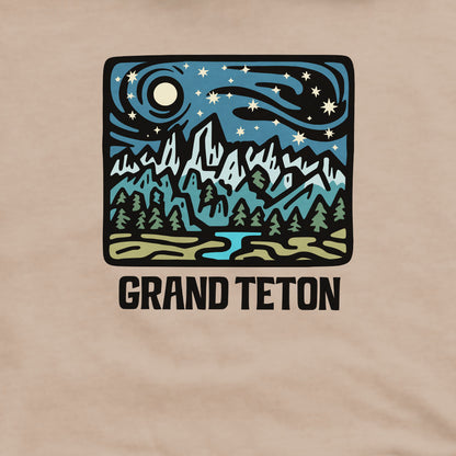 Grand Teton at Night Crewneck Sweatshirt Adventure and Outdoors Themed Sweatshirt