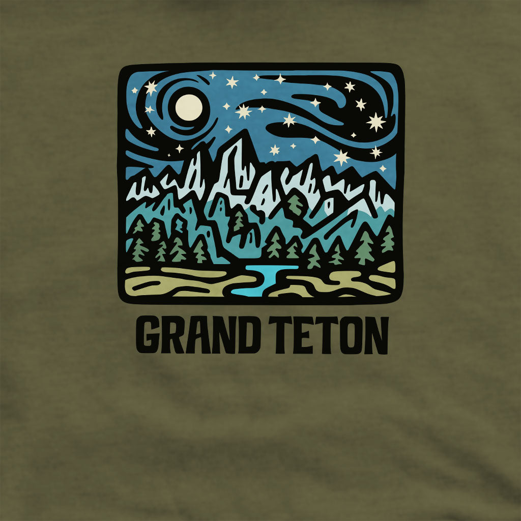 Grand Teton at Night Crewneck Sweatshirt Adventure and Outdoors Themed Sweatshirt