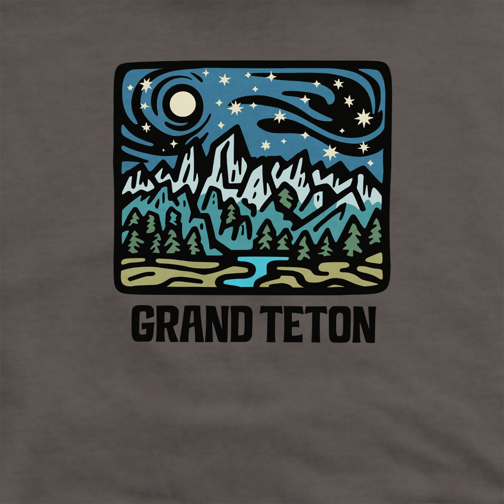 Grand Teton at Night Crewneck Sweatshirt Adventure and Outdoors Themed Sweatshirt