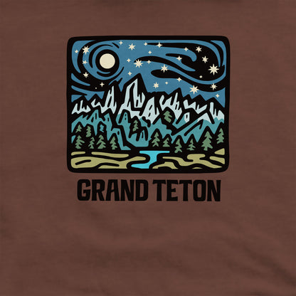 Grand Teton at Night Crewneck Sweatshirt Adventure and Outdoors Themed Sweatshirt