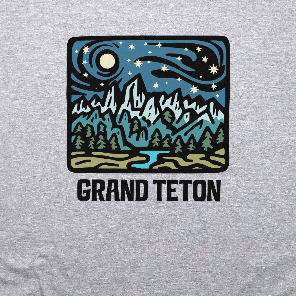 Grand Teton at Night Crewneck Sweatshirt Adventure and Outdoors Themed Sweatshirt