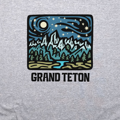 Grand Teton at Night Crewneck Sweatshirt Adventure and Outdoors Themed Sweatshirt