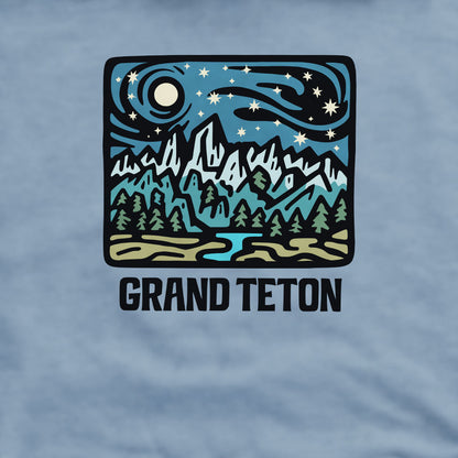 Grand Teton at Night Crewneck Sweatshirt Adventure and Outdoors Themed Sweatshirt