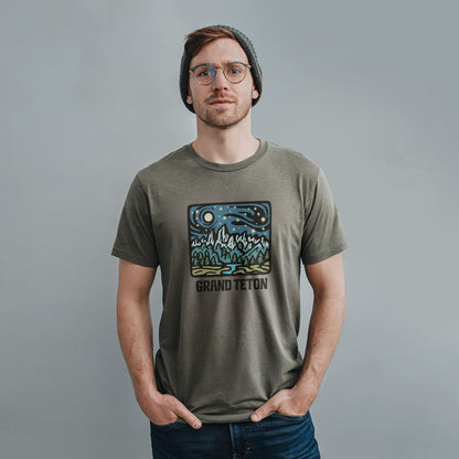 Grand Teton at Night T-Shirt Adventure and Outdoors Themed T-Shirt