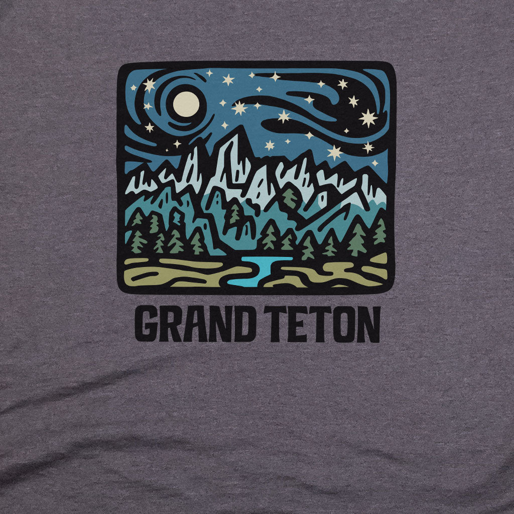 Grand Teton at Night T-Shirt Adventure and Outdoors Themed T-Shirt