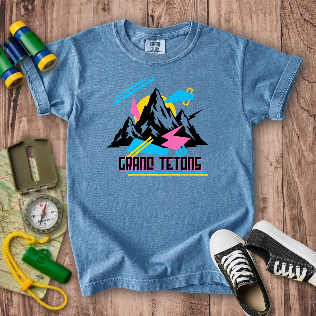 Grand Tetons Retro 90's Kids Cotton T-Shirt